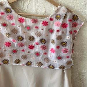 ALEX VIDAL Beige Floral Overlay Dress